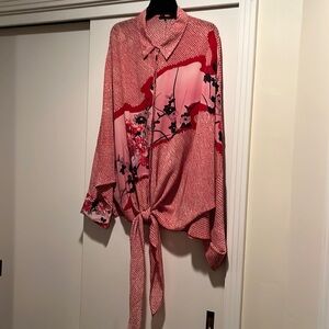 Kobi Halperin silk blouse.  Hidden button placket, low front tie, French cuffs.